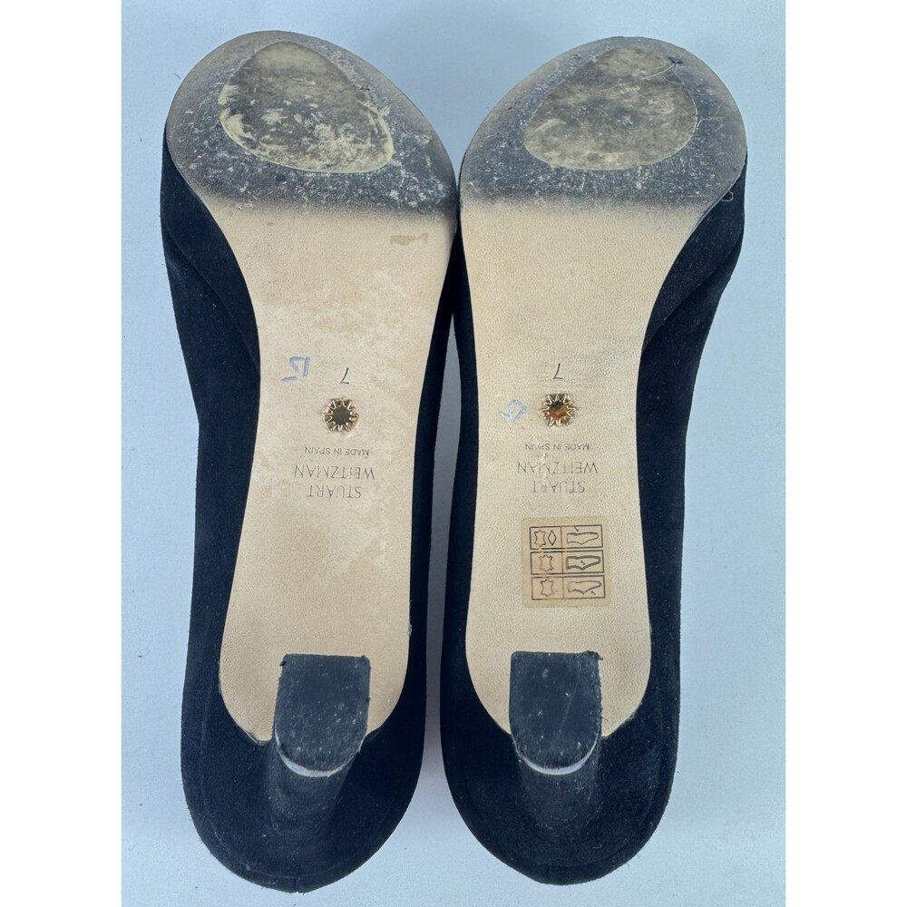Stuart Weitzman Larsa Suede Platform Women's Black Pump US 7 - Picture 9 of 9